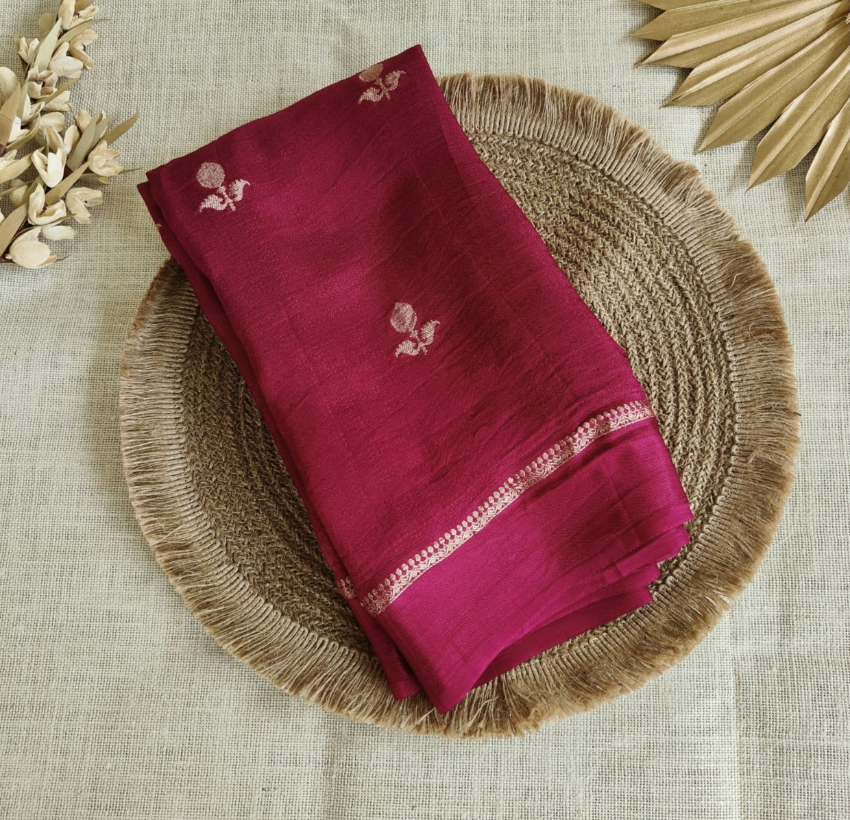 Maroon Viscous Khadi Georgette Saree