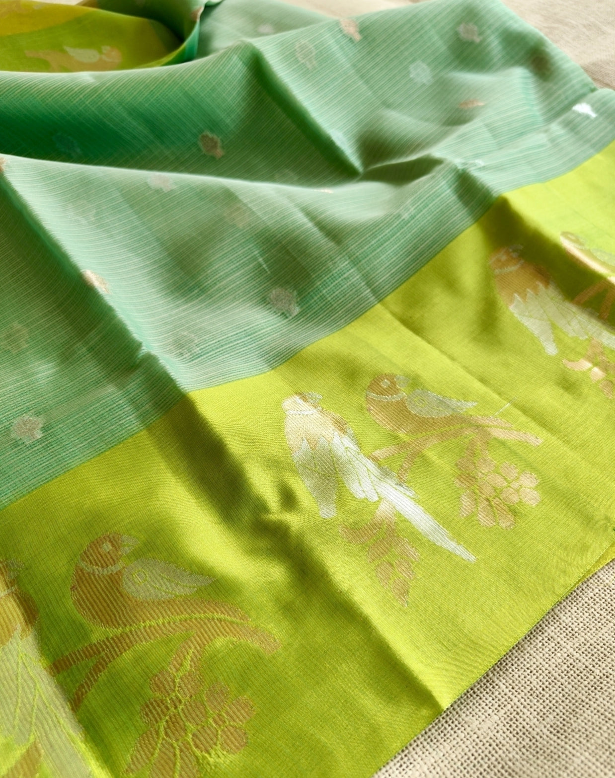 Green Zari Kota Silk Saree
