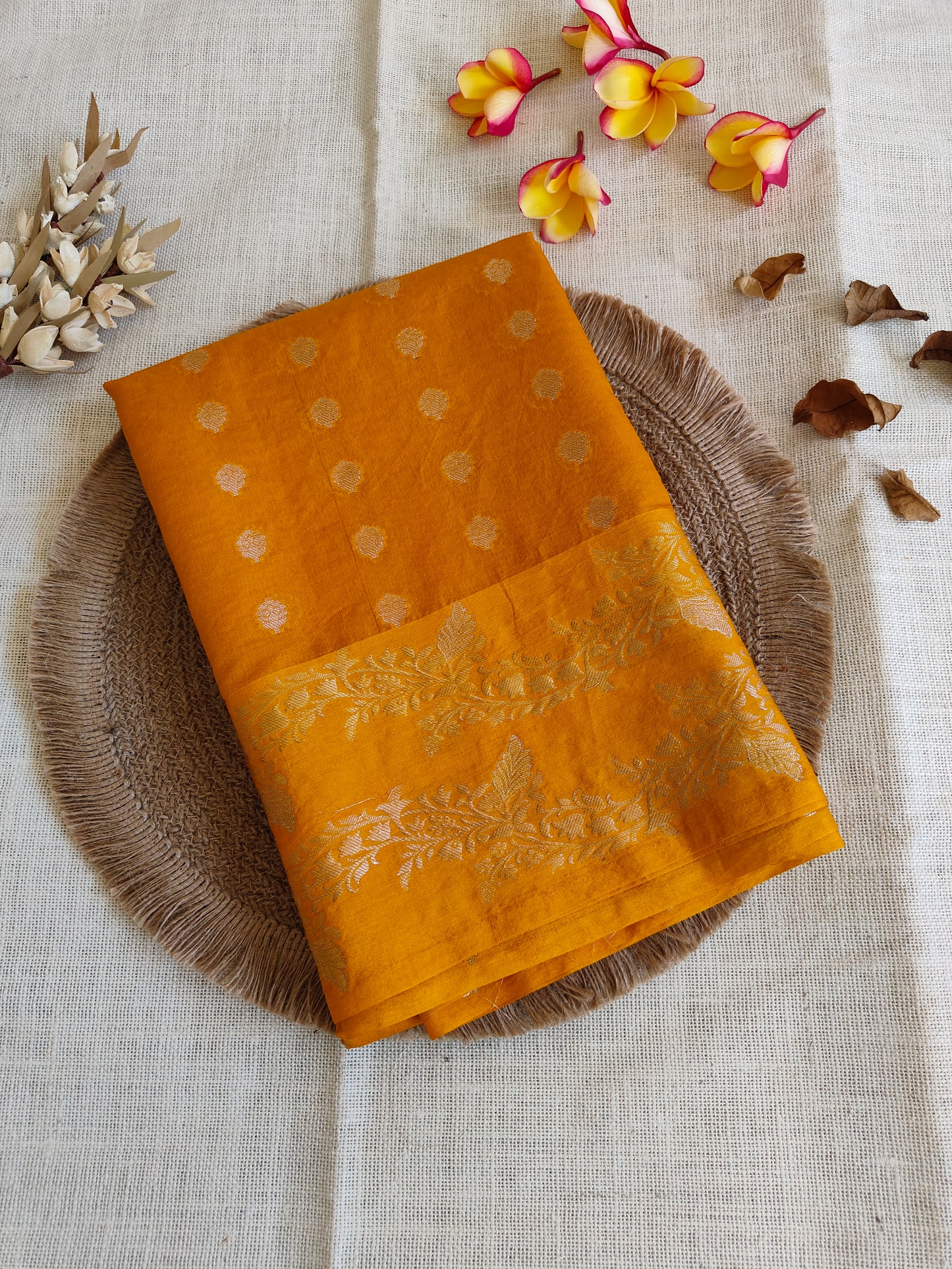 Mango Yellow Pure Chanderi Silk