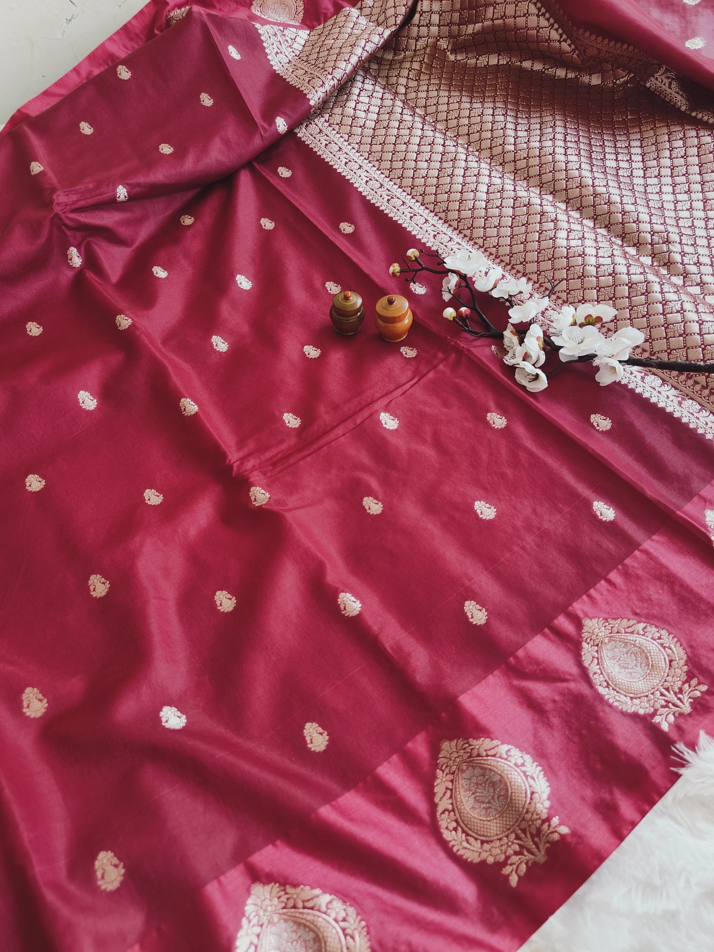 Maroon Raw Mango Silk Saree