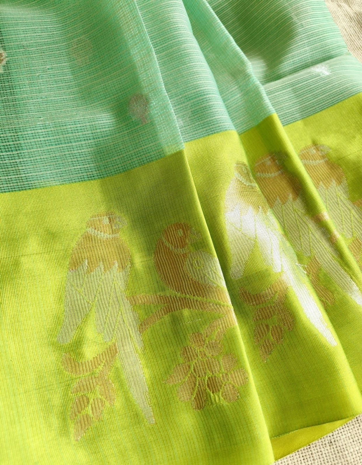 Green Zari Kota Silk Saree