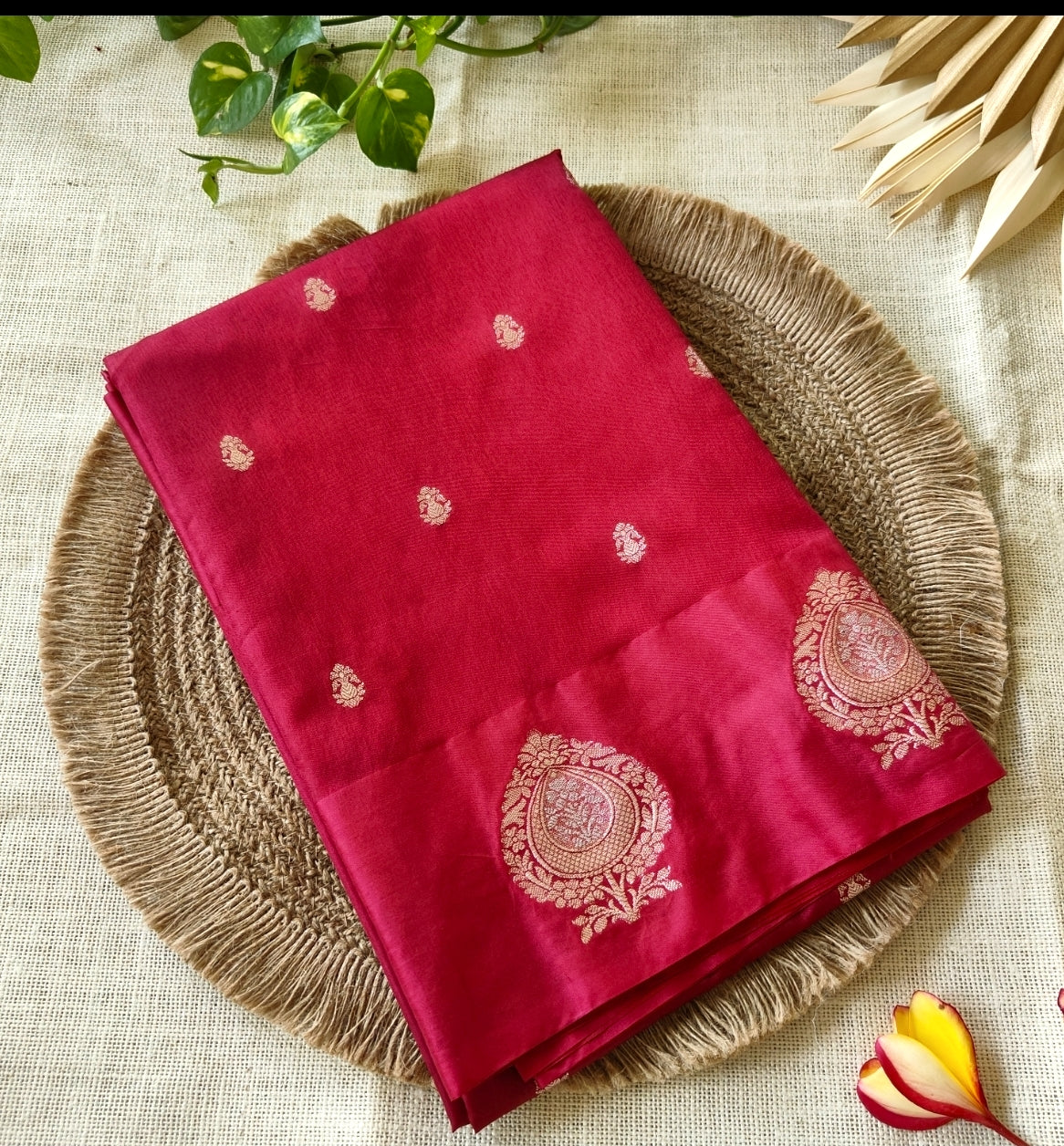 Maroon Raw Mango Silk Saree