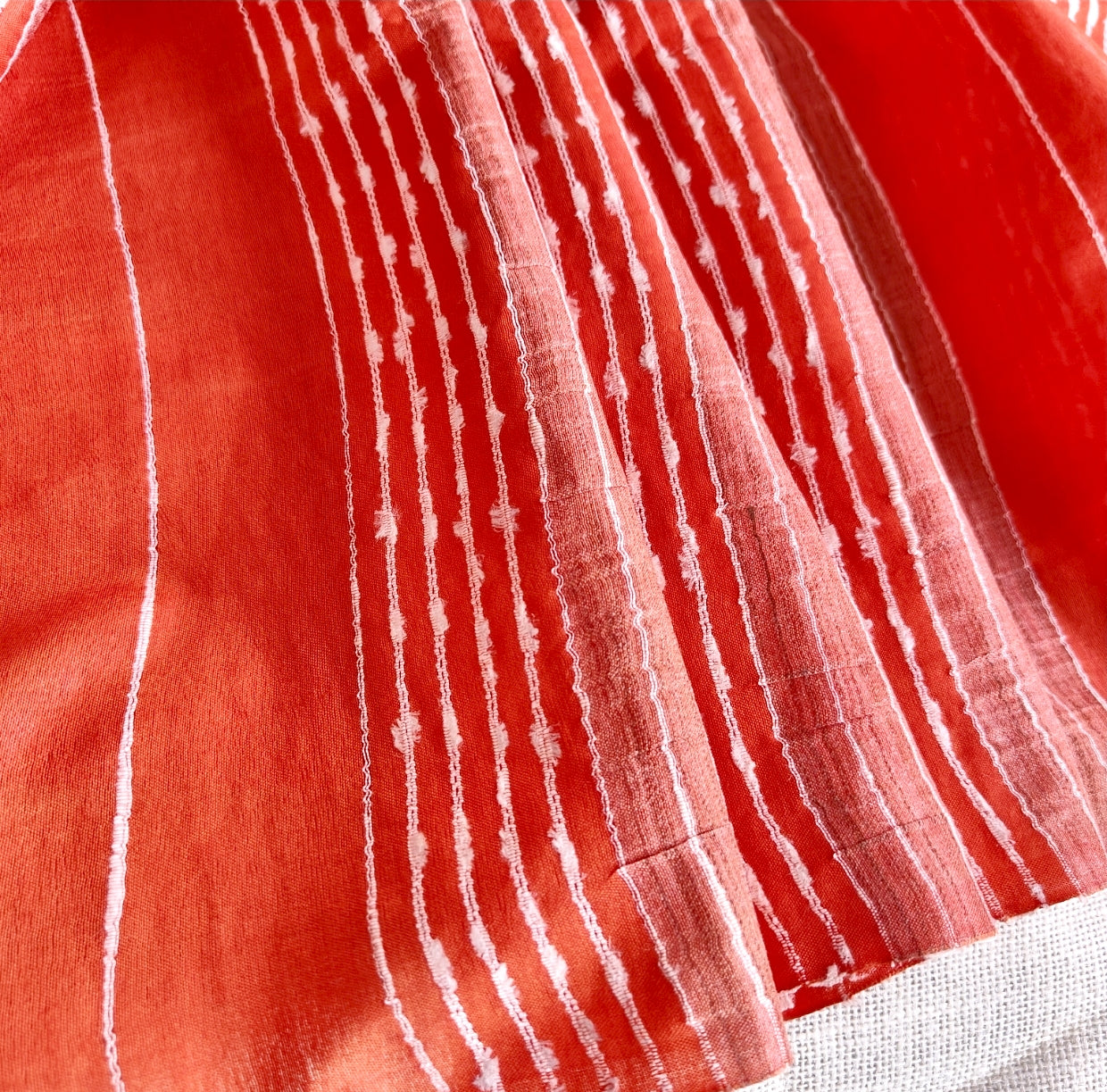 Orange with Pink Kota Silk Baswara Staple Saree