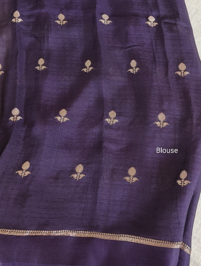 Rich Dark Purple Viscous Khadi Georgette Saree
