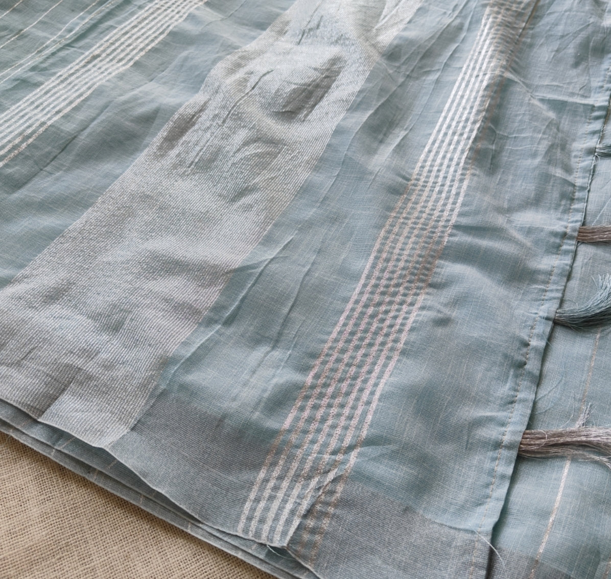 Blue Tissue Linen Saree
