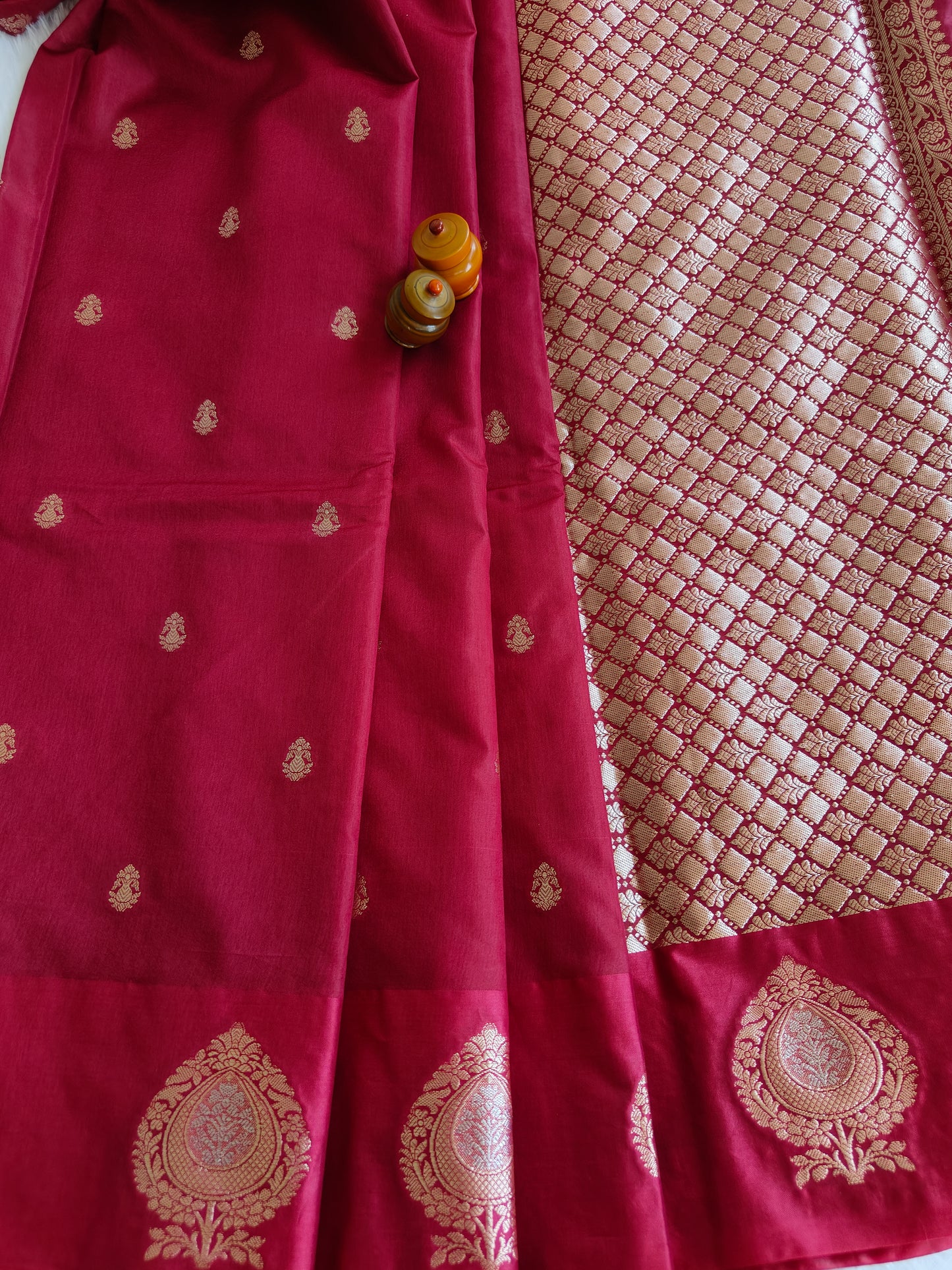 Maroon Raw Mango Silk Saree