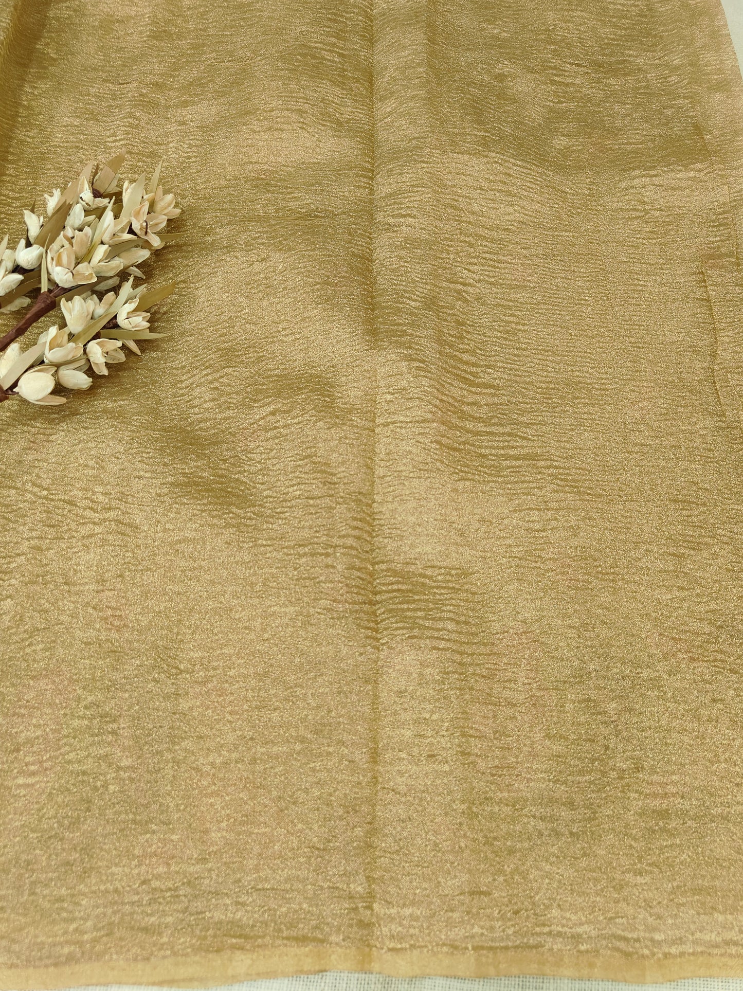 Golden Crush Tissue Silk Embroidery Saree