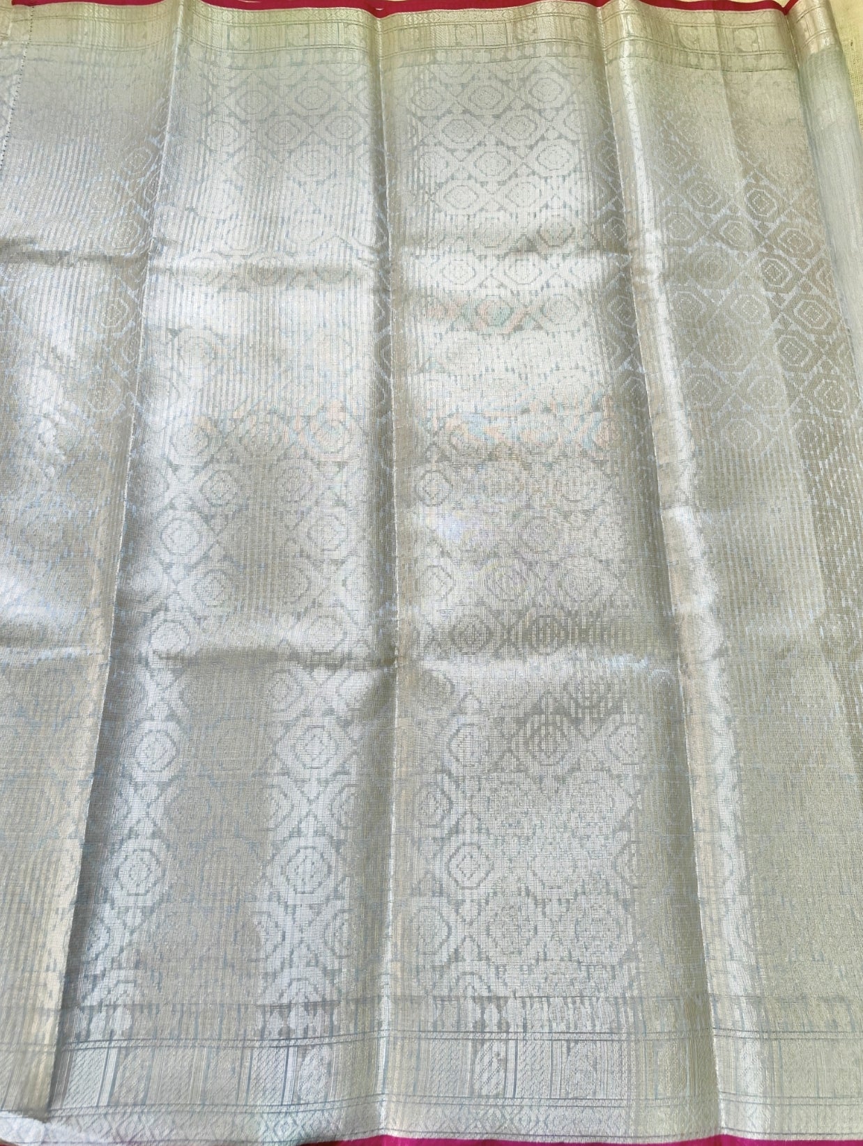 Ice Blue Silver Stripe Patola Saree