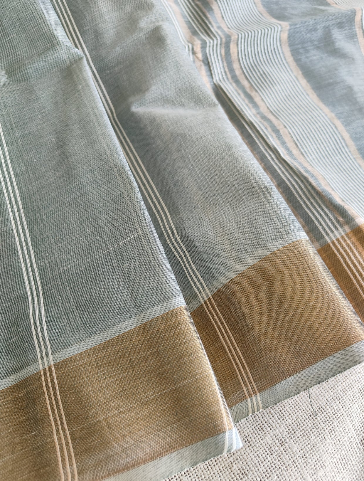 Sage Green Pure Jute cotton Saree