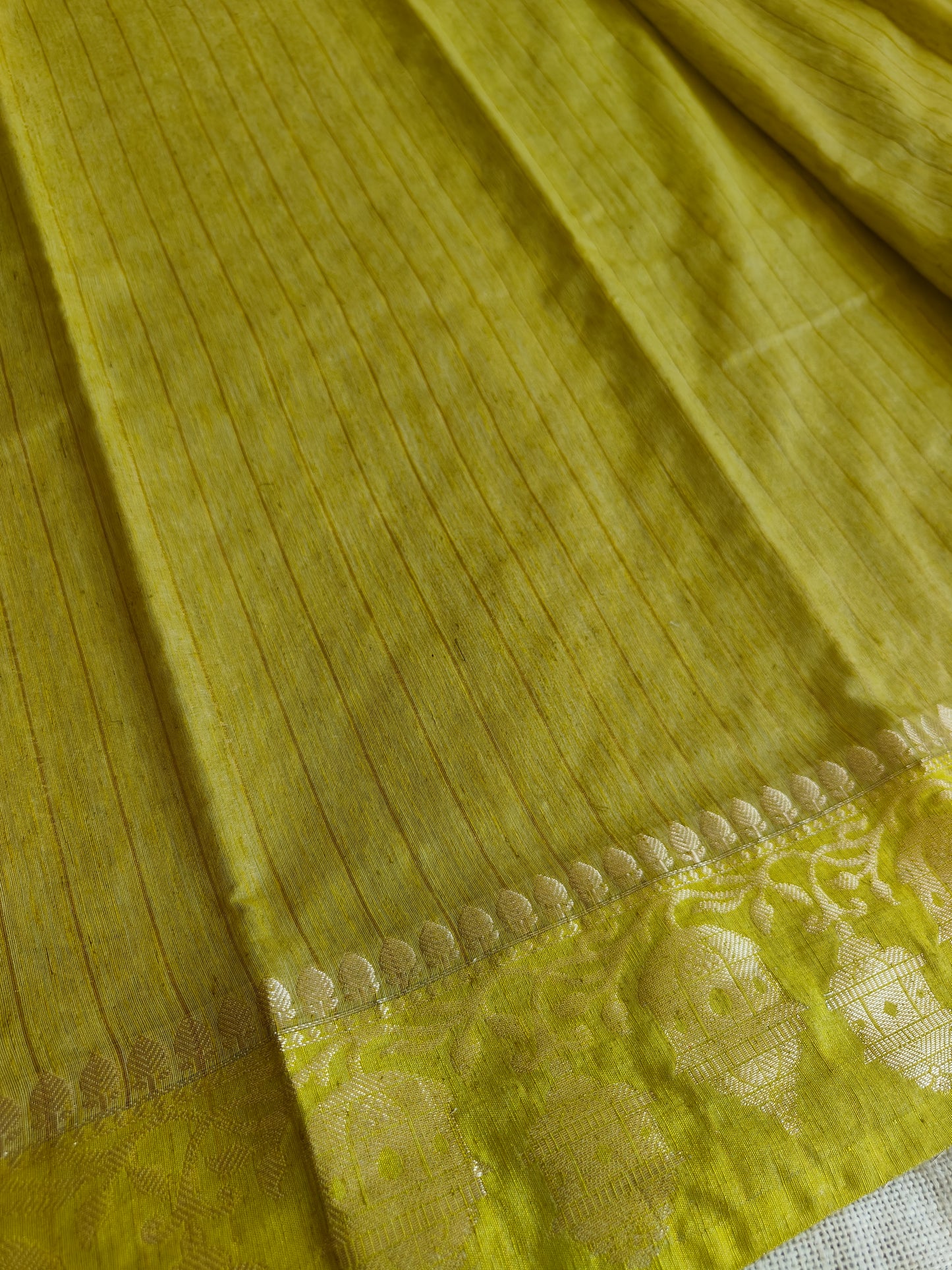 Lemon Yellow Munga Silk Cotton Saree