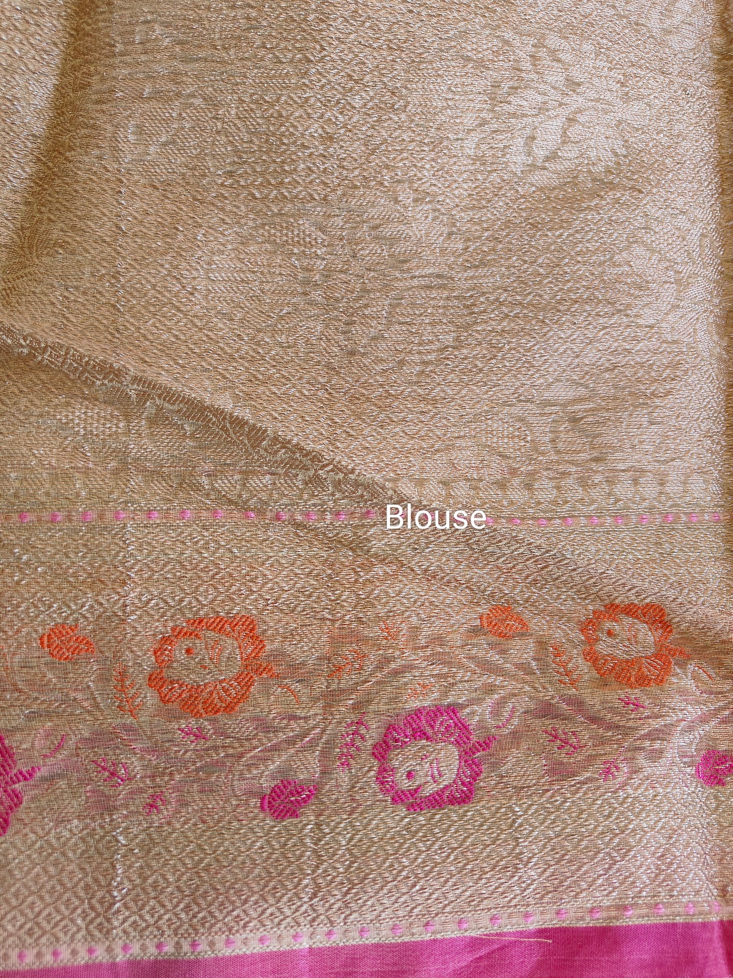 Pastel Peach Crush Tissue Silk Saree