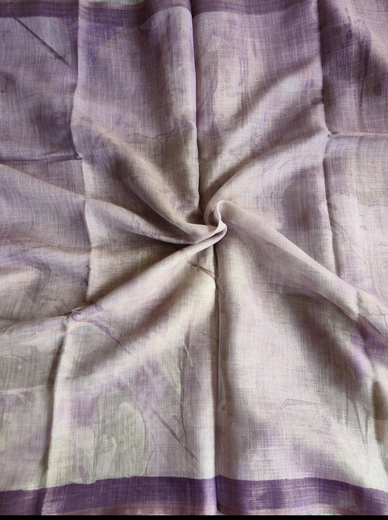 Purple Floral Tissue Linen Saree