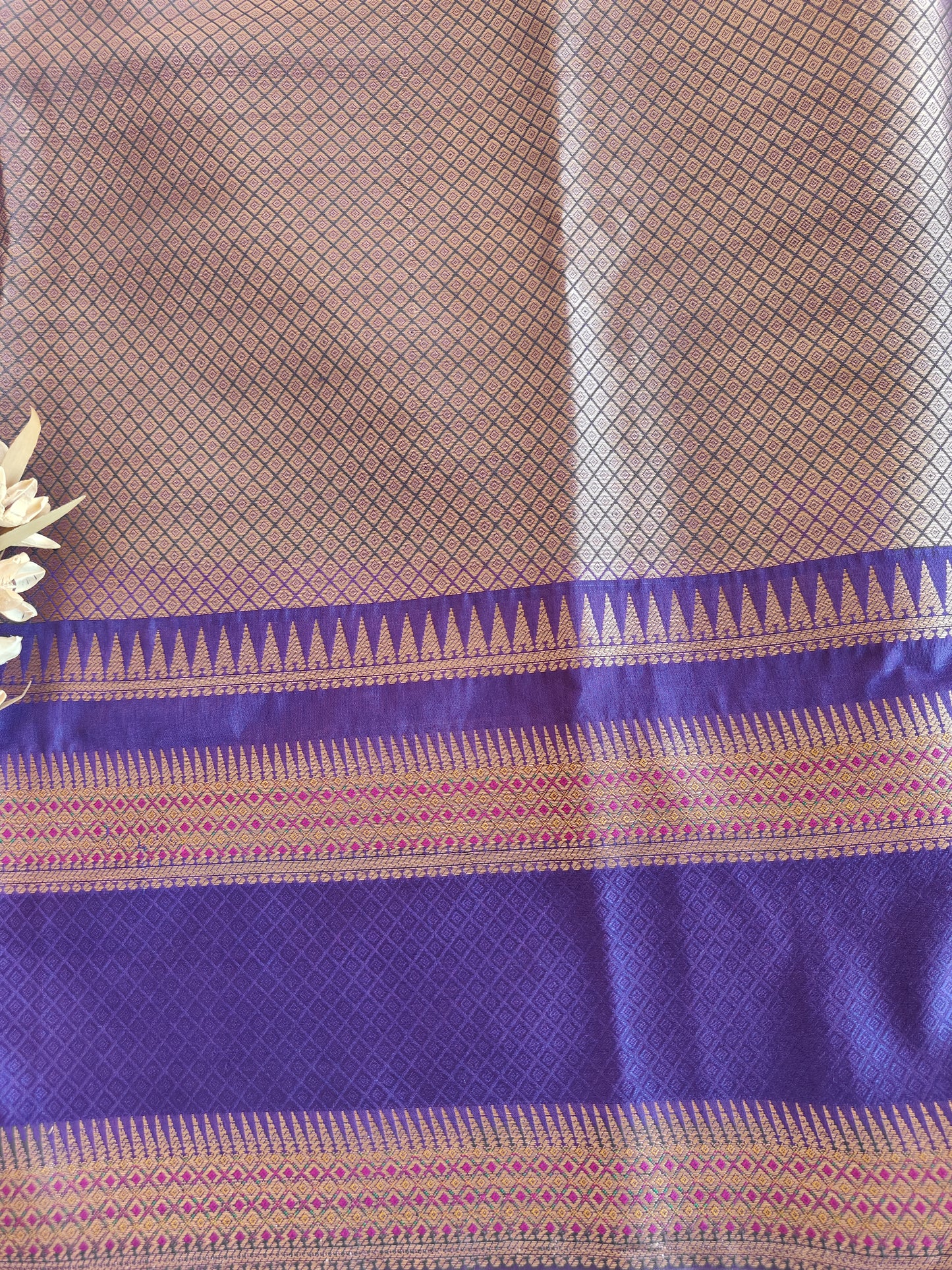 Off White Banarasi Stripes Semi Silk