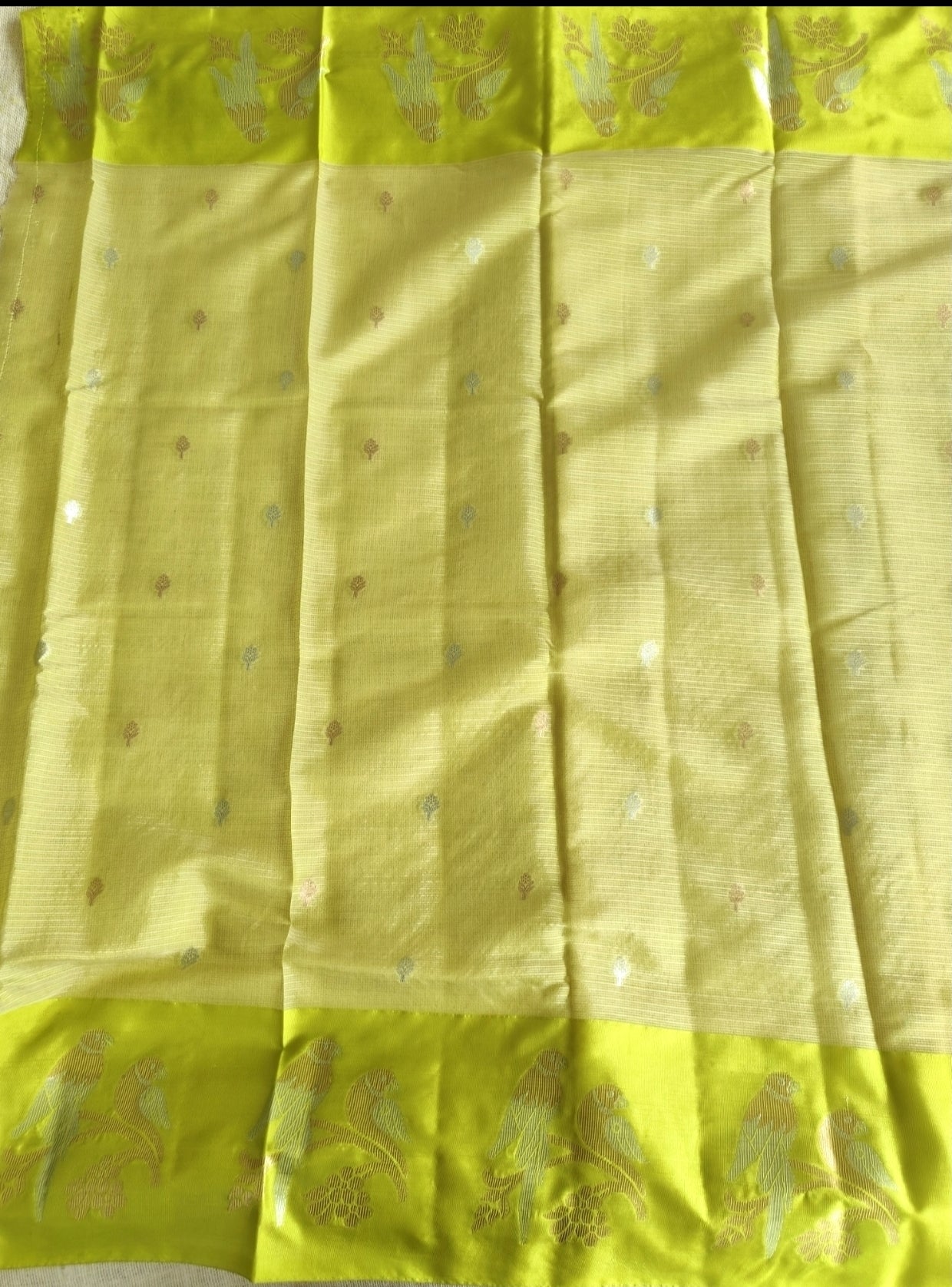 Yellow Zari Kota Silk Saree