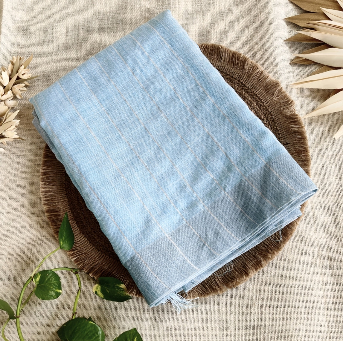 Blue Tissue Linen Saree