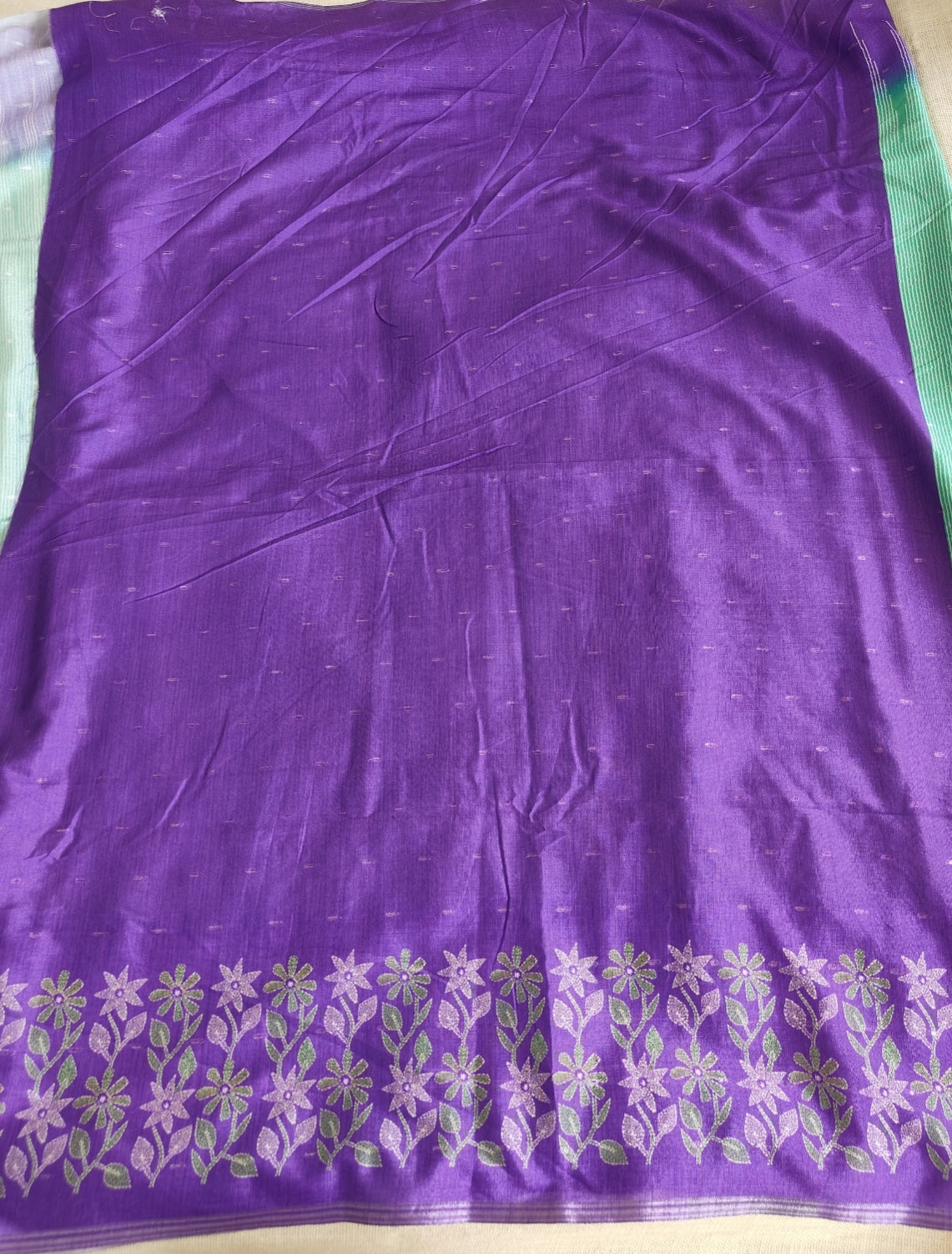 Purple with Green Soft Cotton Saree