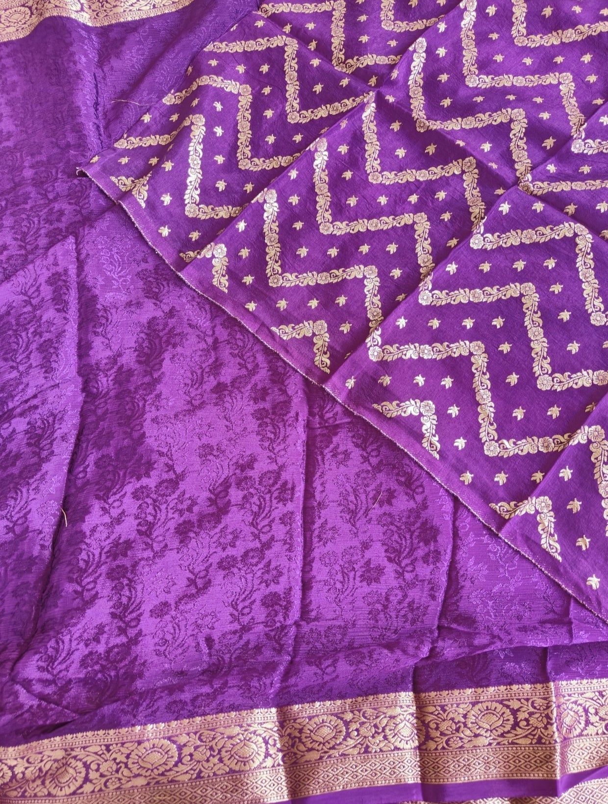 Royal Purple Viscose Chinnon Saree