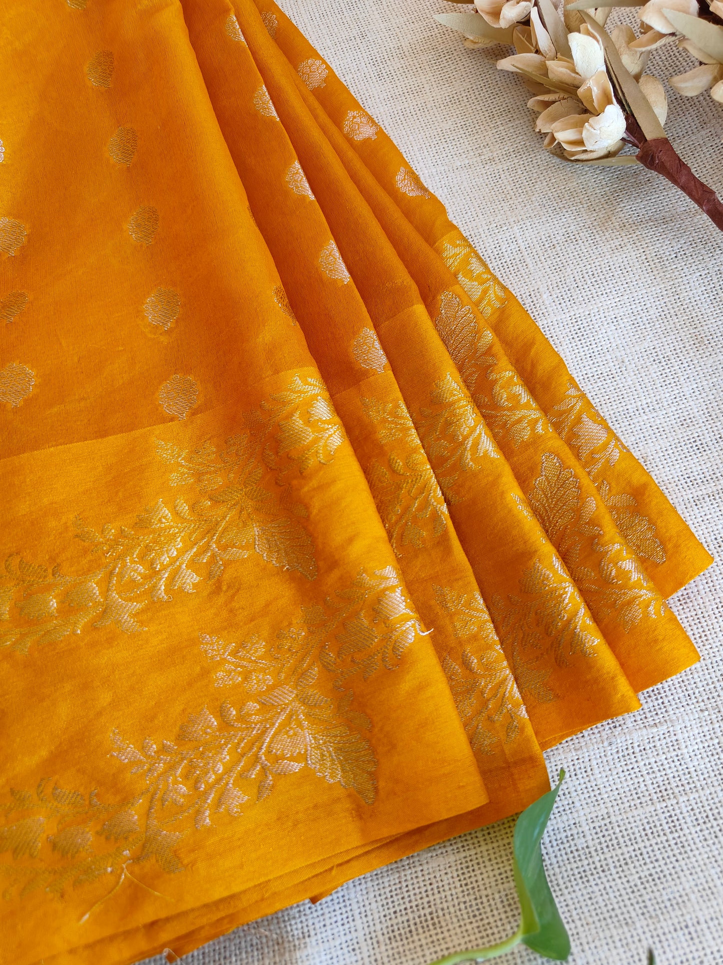 Mango Yellow Pure Chanderi Silk