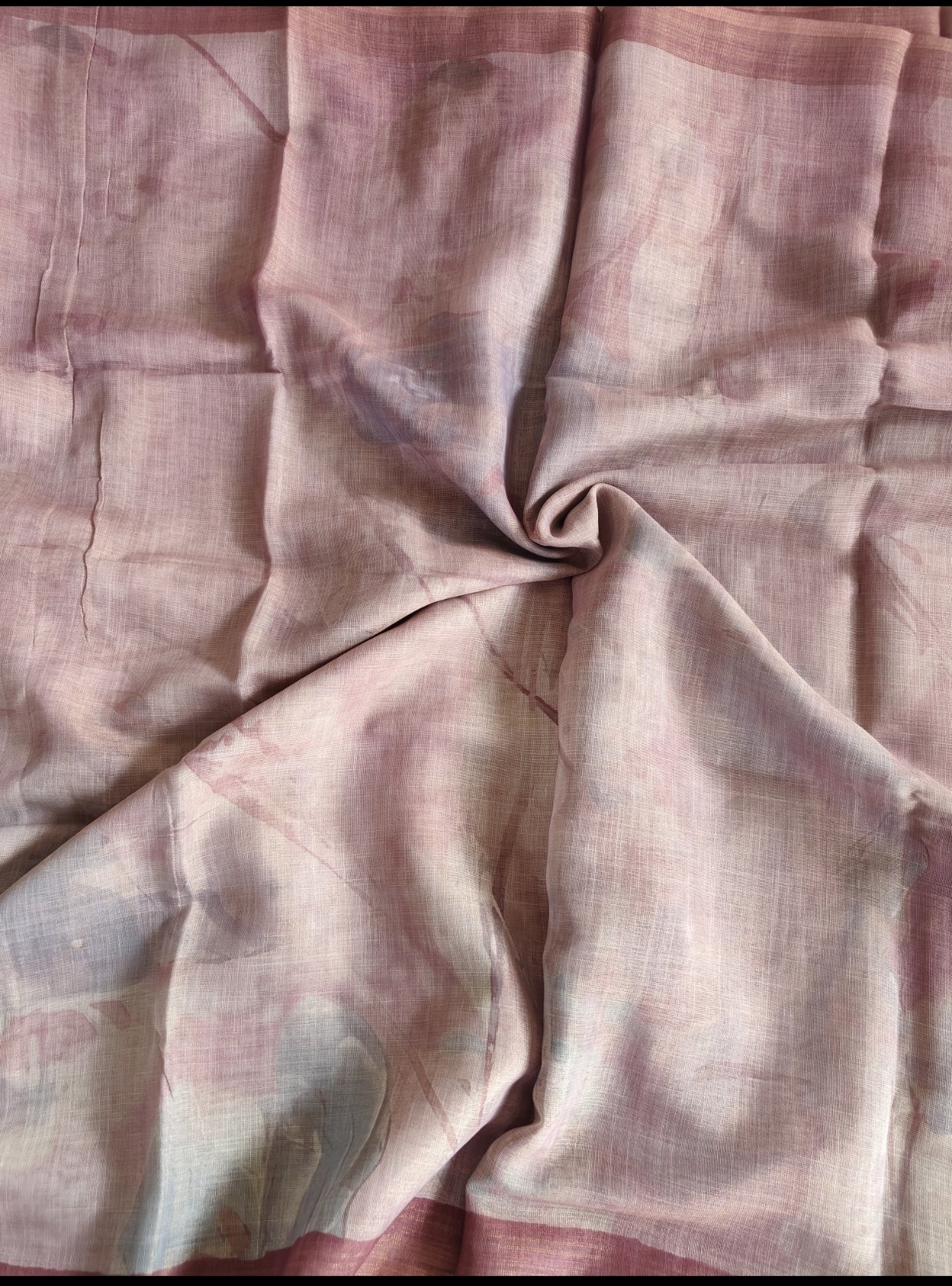 Brown Floral Tissue Linen Saree