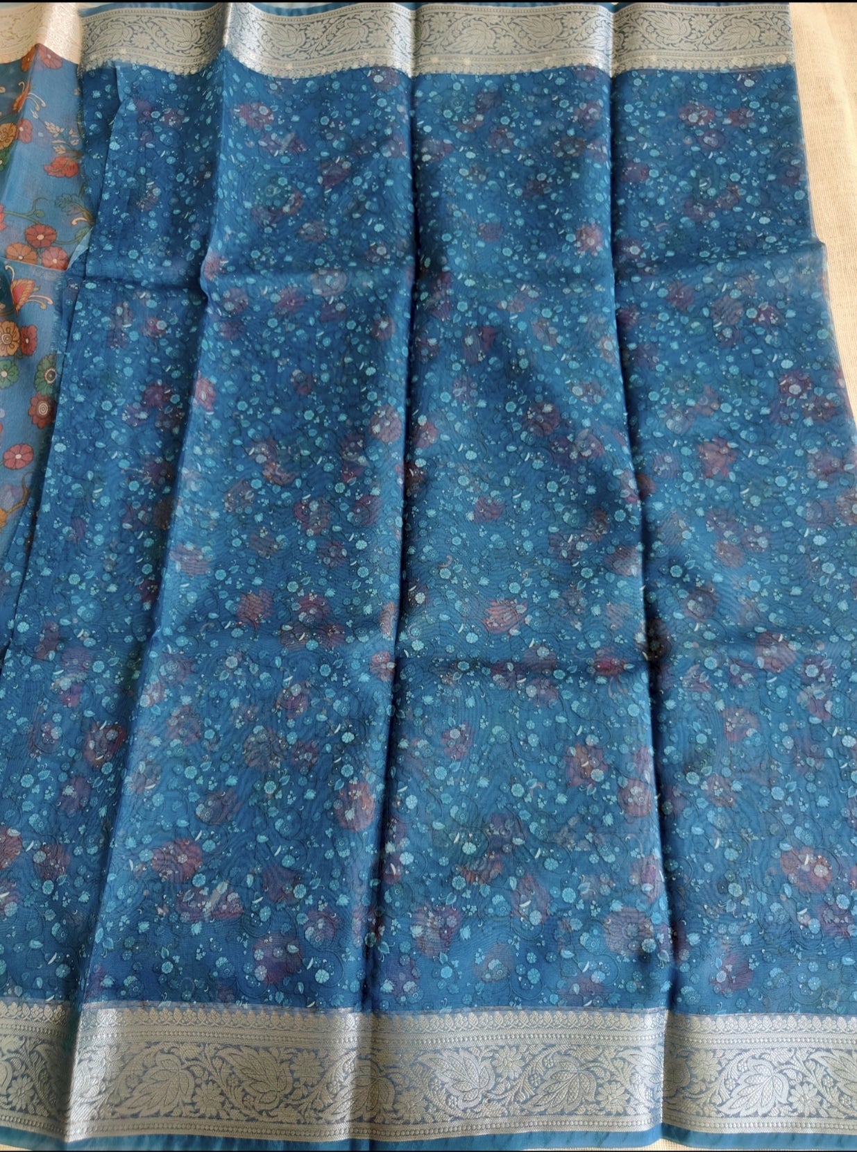 Dark Blue Semi Organza Saree