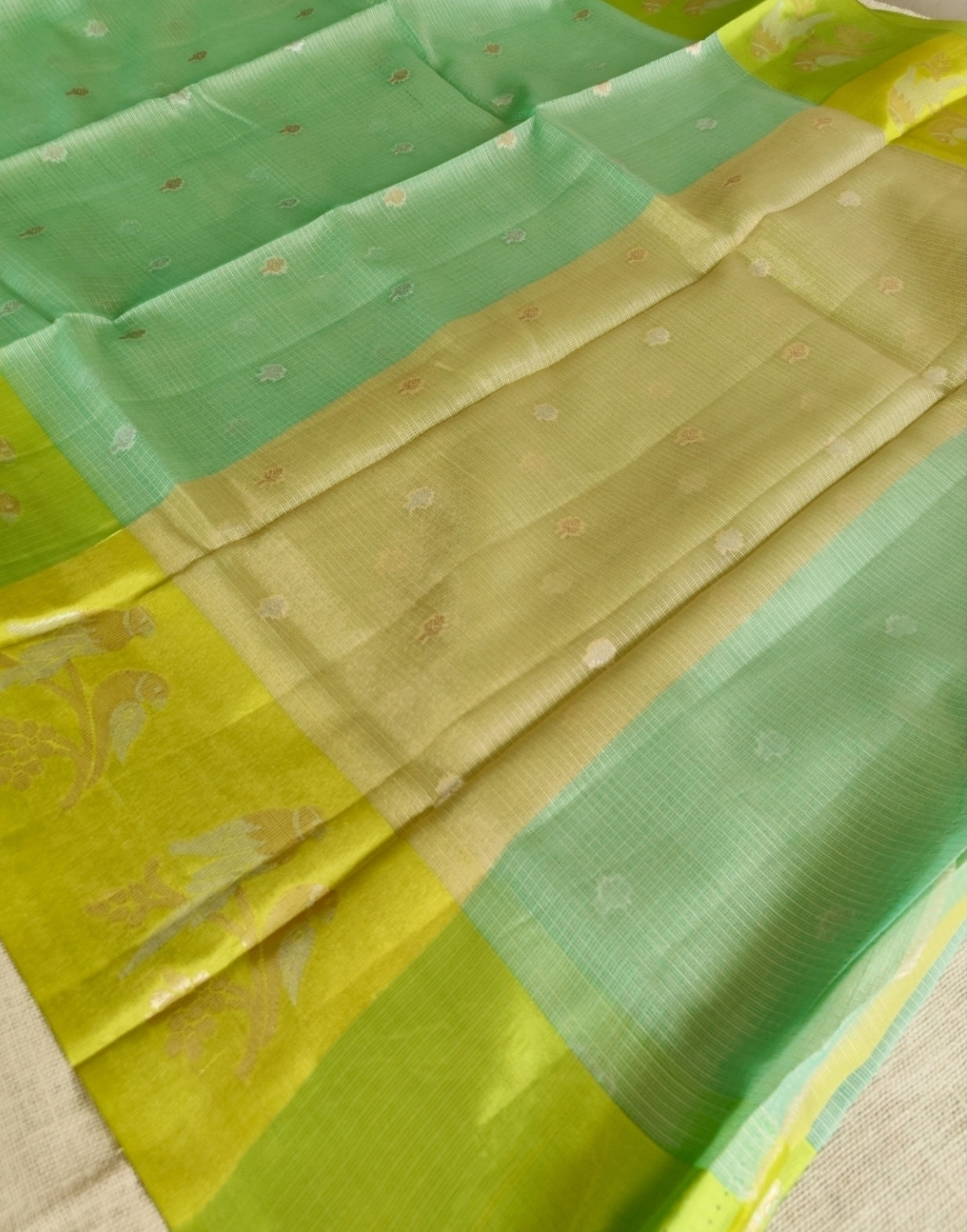 Green Zari Kota Silk Saree