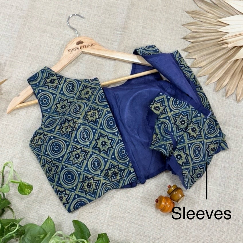 Indigo Blue Ajrakh Printed Blouse