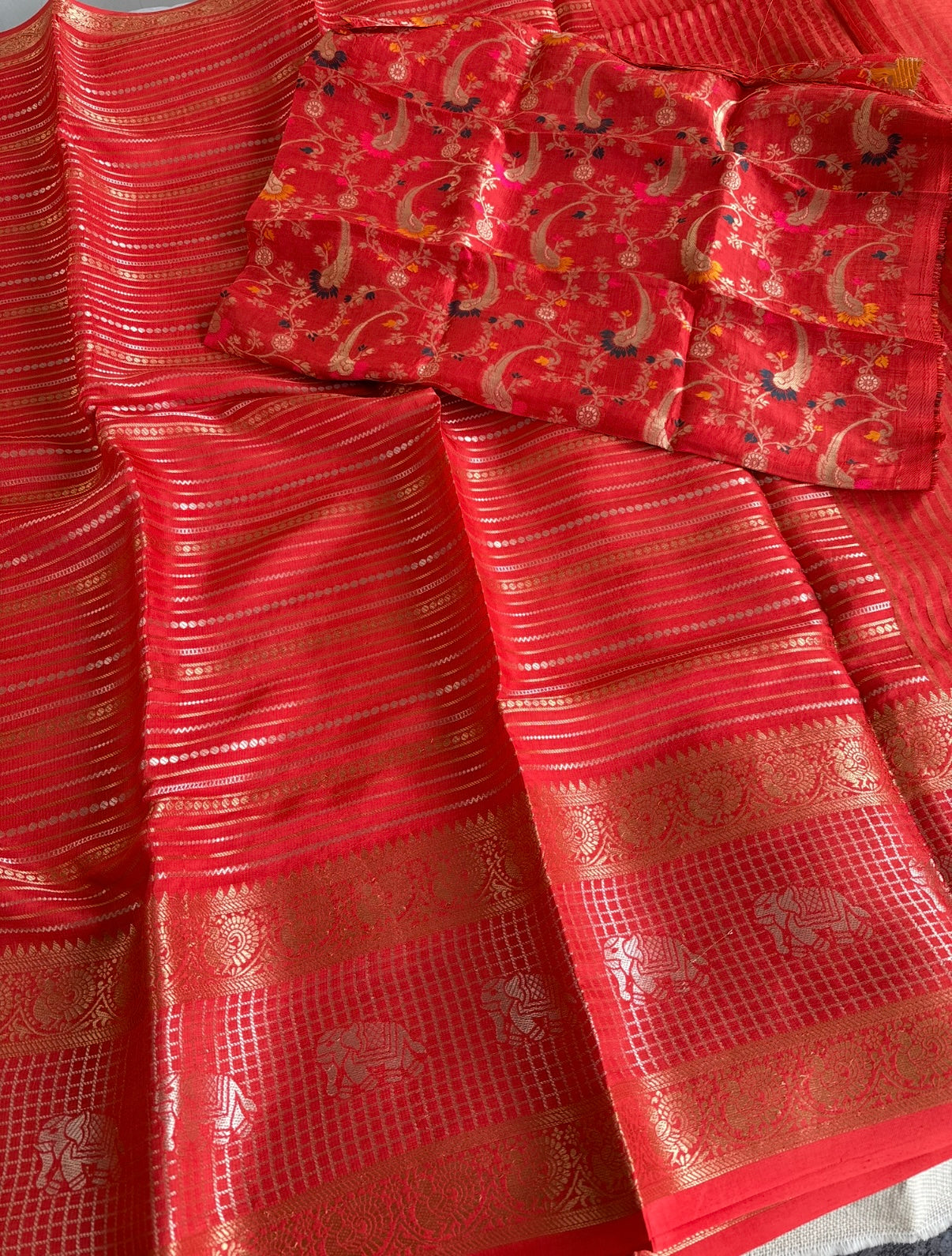 Orange Pure Dola Silk Saree