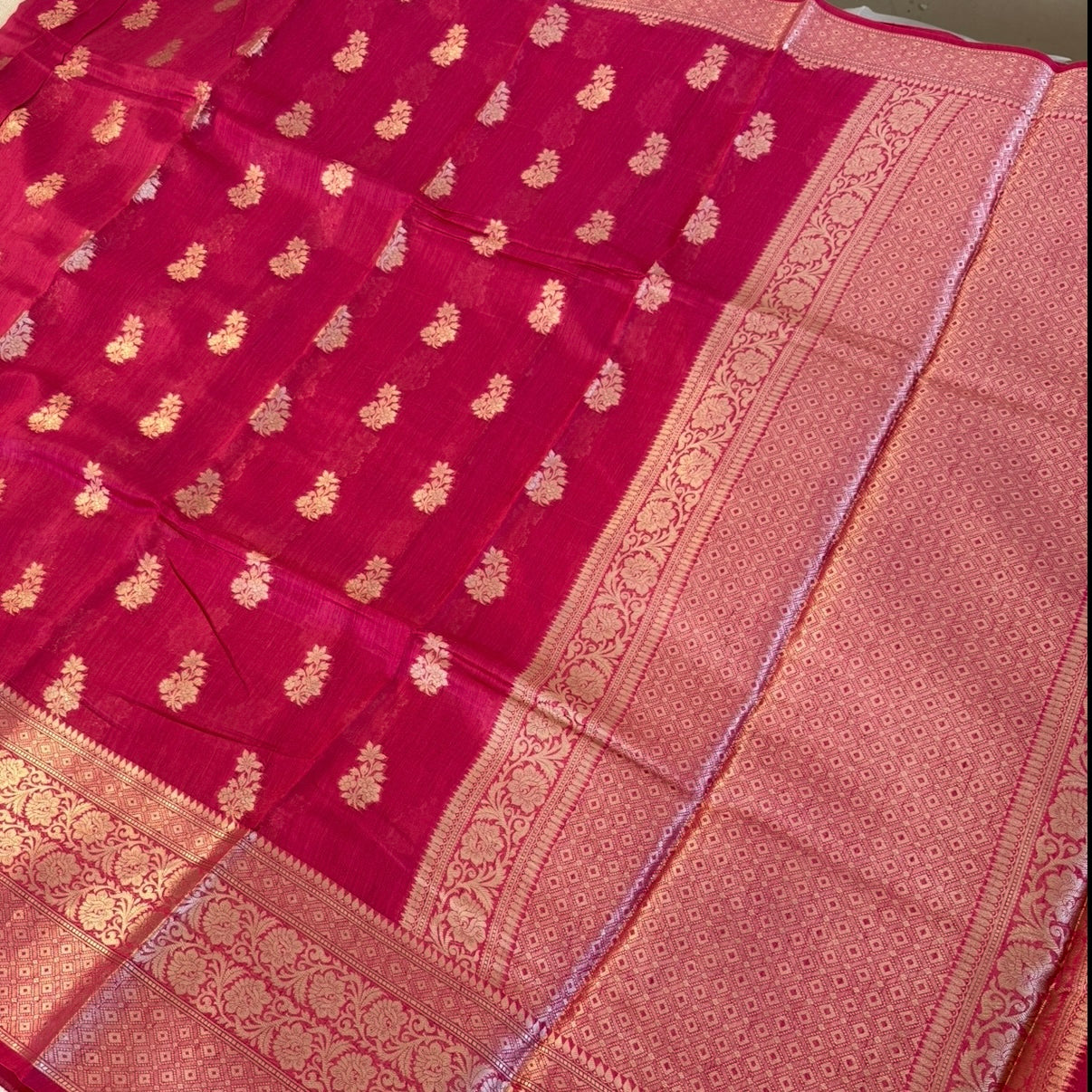 Pink Pure Chiniya Silk Saree