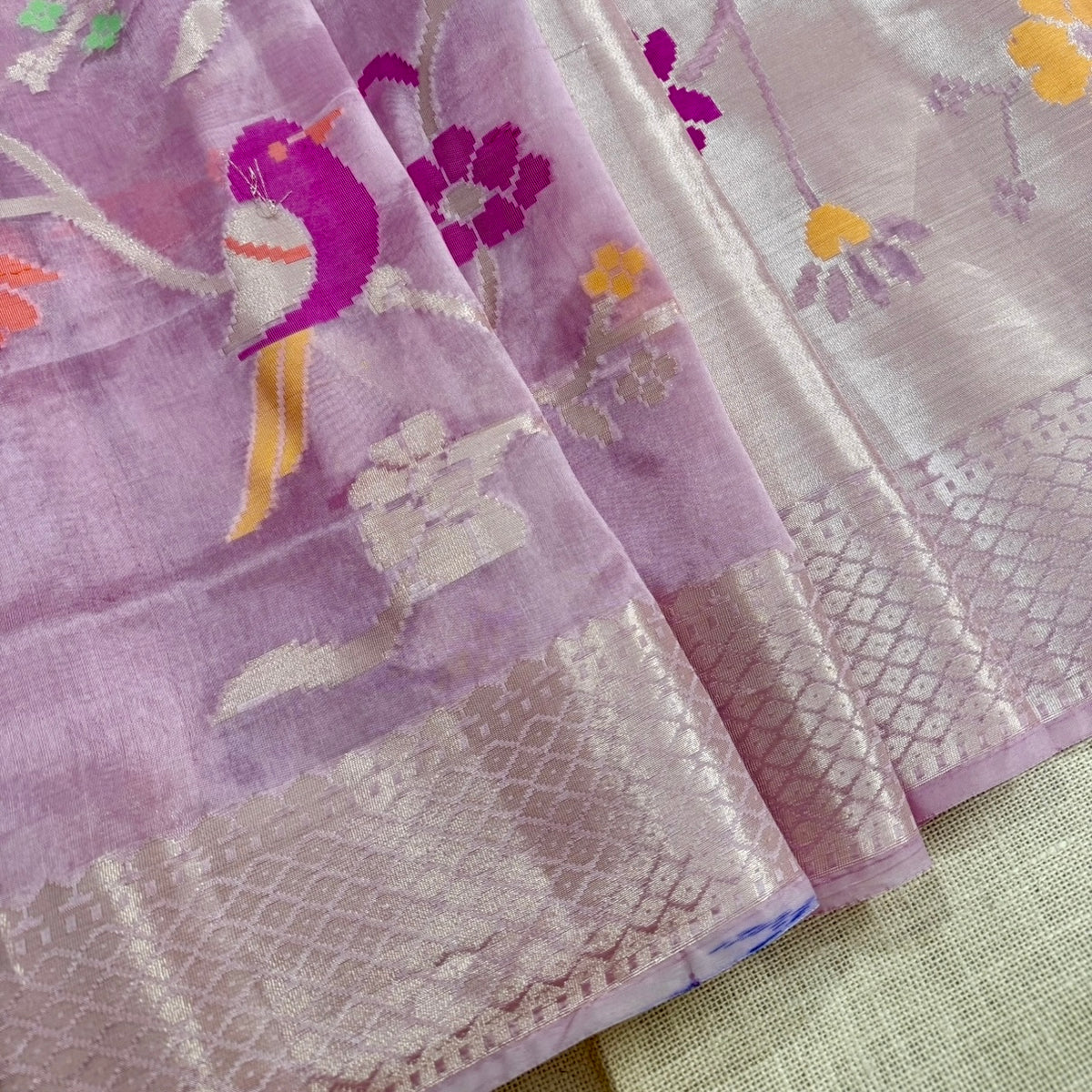Onion Pink Meena Weave Paper Silk Saree 