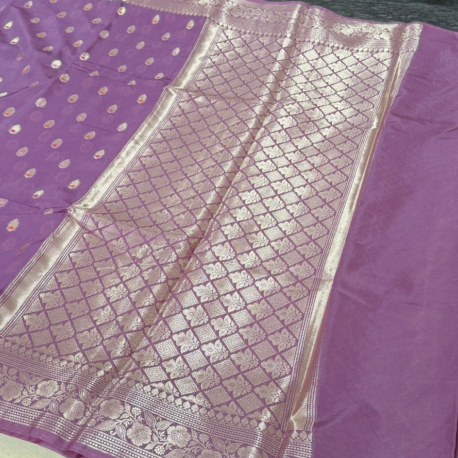 Lilac Mauve Meena Georgette Saree Vini’s Ethnic 