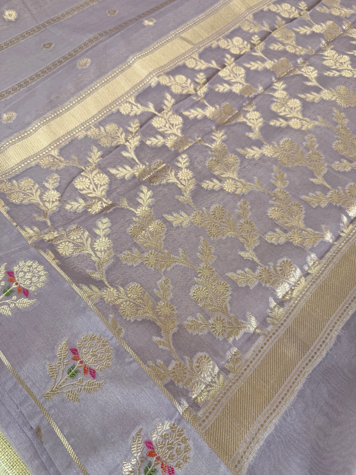 Lavender Stripes Meena Georgette Saree