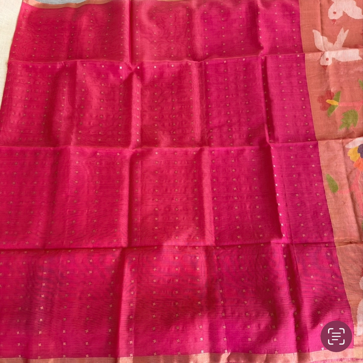 Pink Pure Muslin Sequin Paithani Pallu Saree