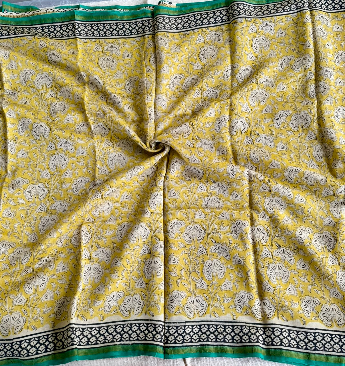 Yellow Pure Chanderi Silk Cotton Saree