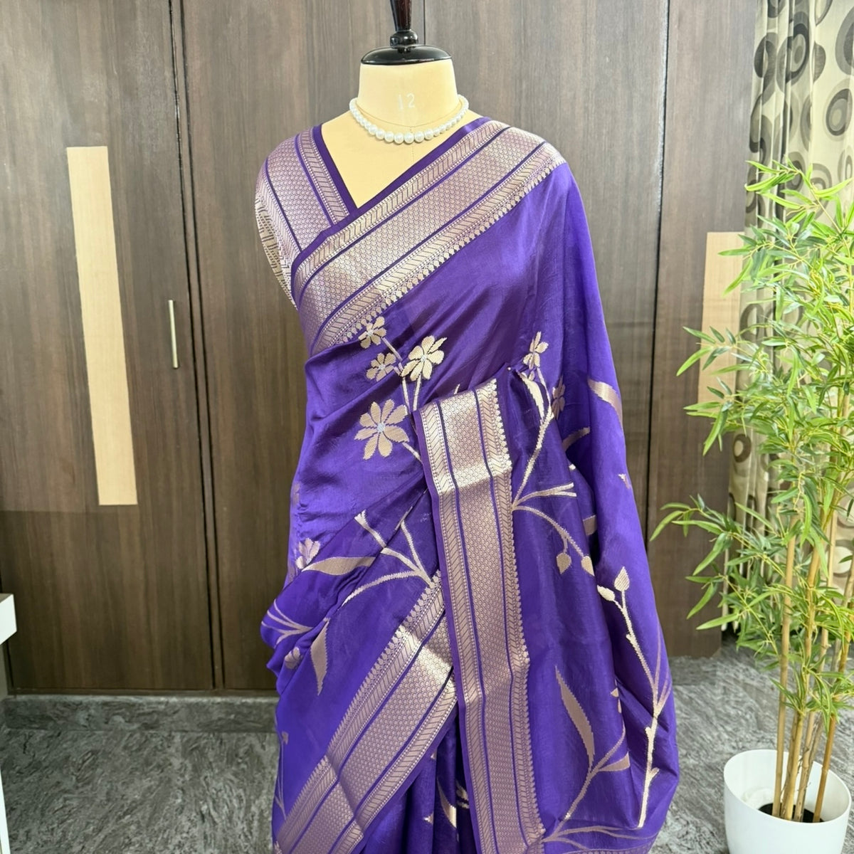 Purple Pure Mango Silk Saree