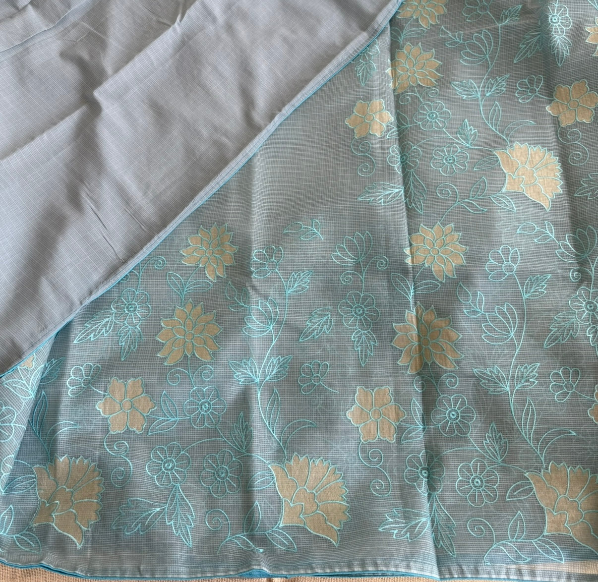 Blue Kota Applique Saree