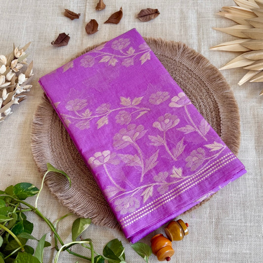 Lilac Banarasi Chinnon Silk Saree