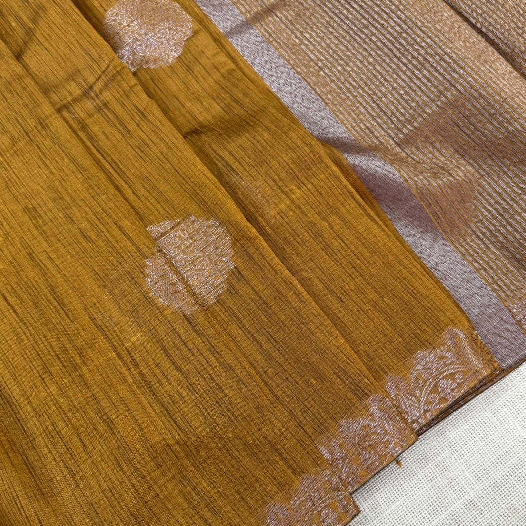 Mustard Premium Semi Tussar Saree