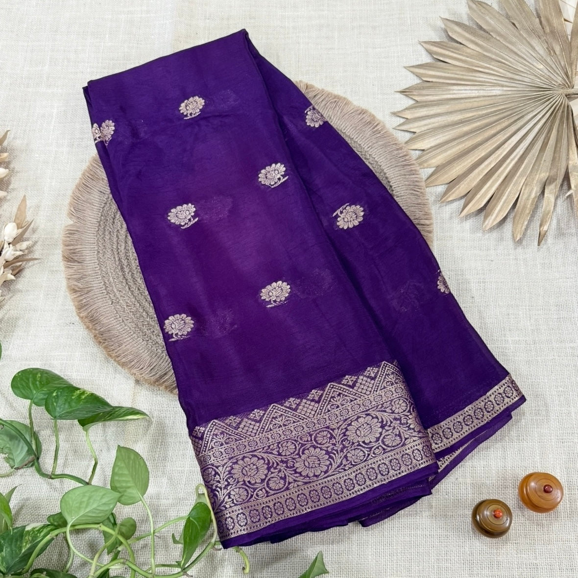 Rich Purple Viscose Crepe Silk Saree