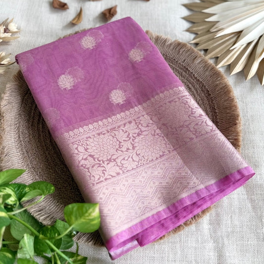 Onion pink Tissue Silk Saree