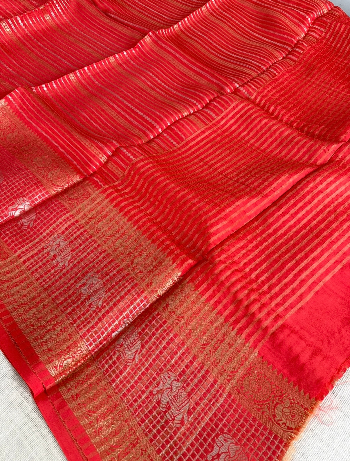 Orange Pure Dola Silk Saree