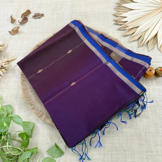 Deep Magenta Dual Shade Maheshwari Silk Cotton Saree