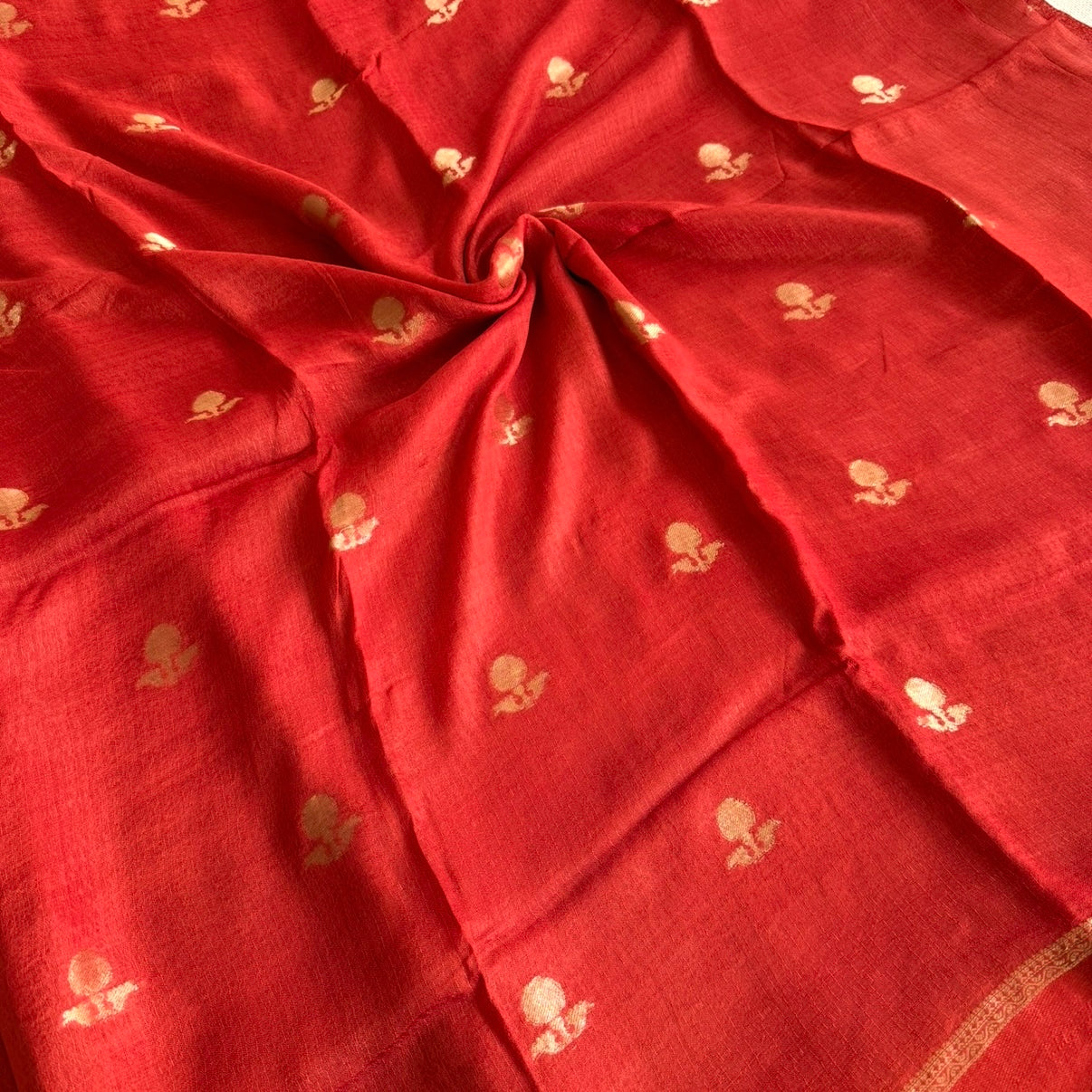Rust Orange Viscous Khadi Georgette Saree
