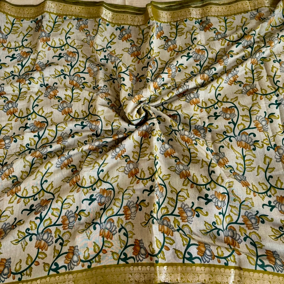 Green Kalamkari Fancy Cotton Saree