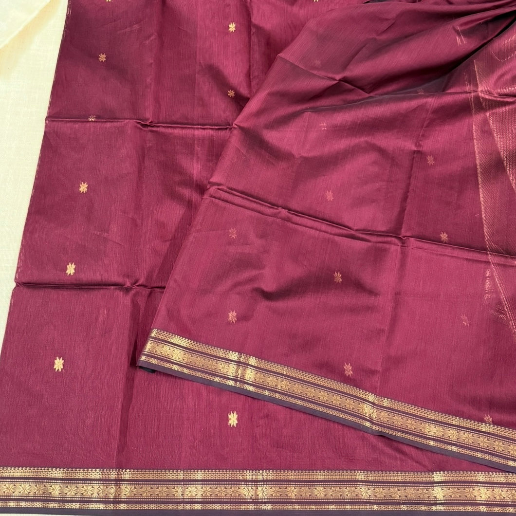 Brown  Maheshwari Silk Cotton Saree
