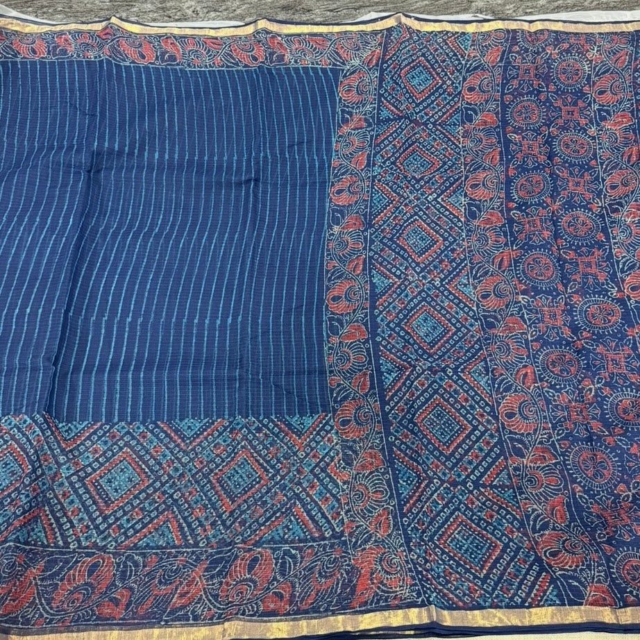 Indigo Stripes Pure Kota Doriya Saree