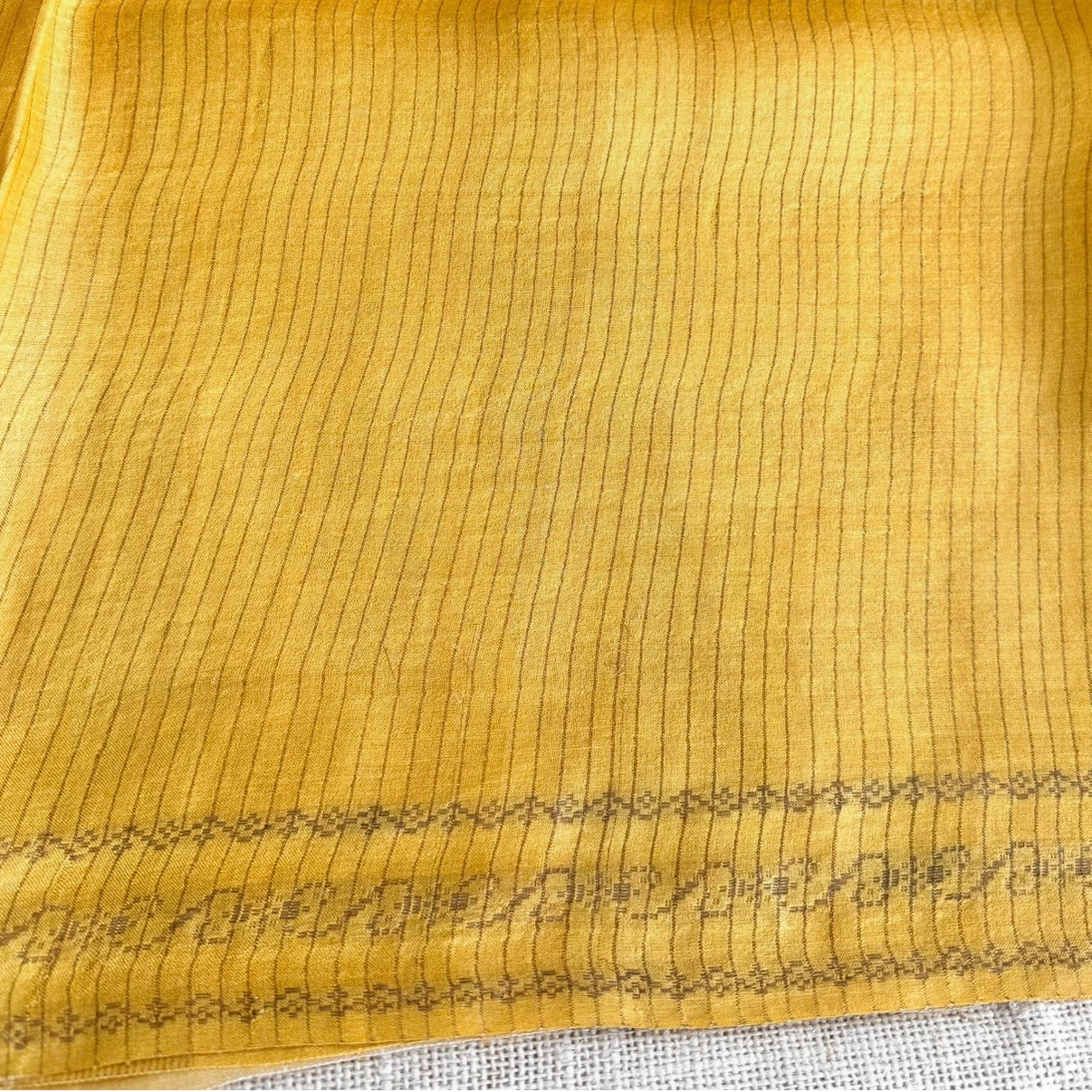 Mustard Yellow Pichwai Printed Pure Tussar Silk