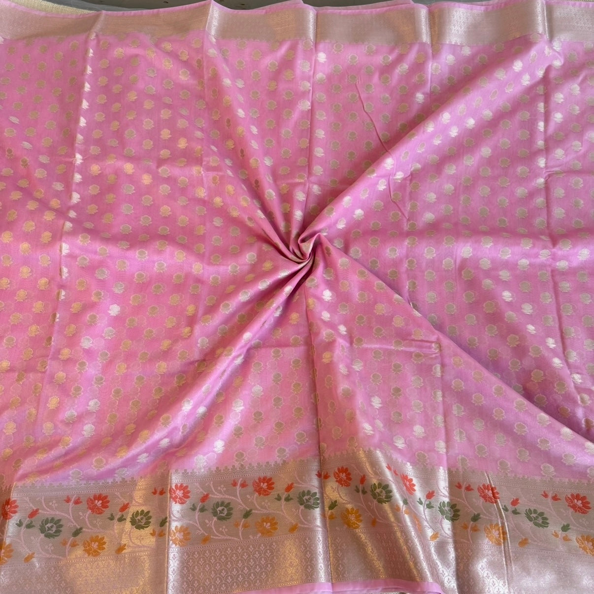 Pastel Pink Khadi Georgette Siik Saree