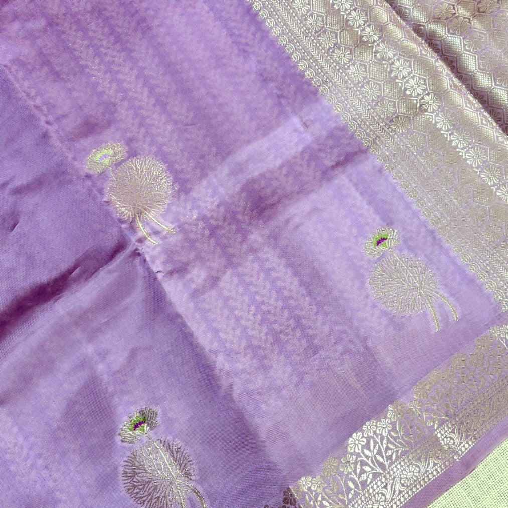 Onion Pink Lotus Kora Silk Saree Vini’s Ethnic