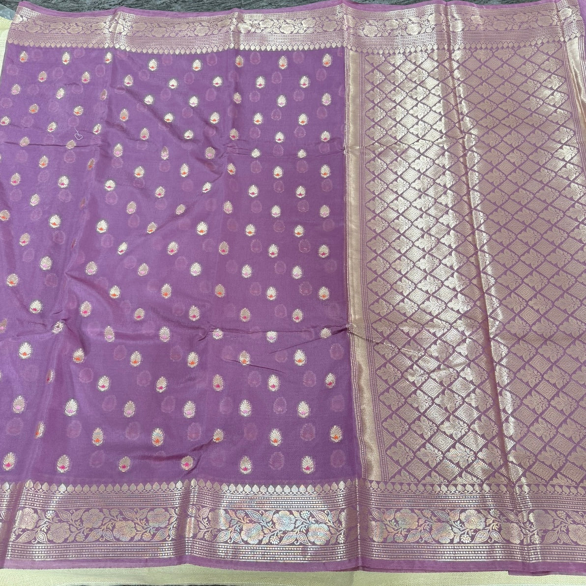 Lilac Mauve Meena Georgette Saree Vini’s Ethnic 