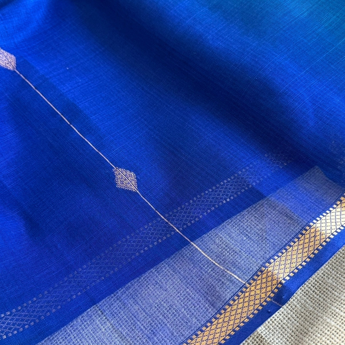 Peacock blue Maheshwari silk cotton saree